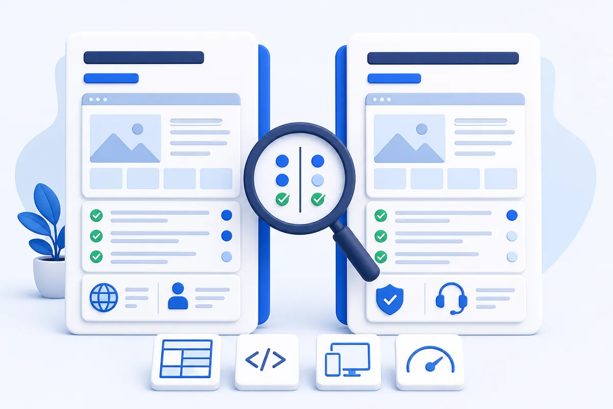 Comparing website quotations by scope, ownership and support